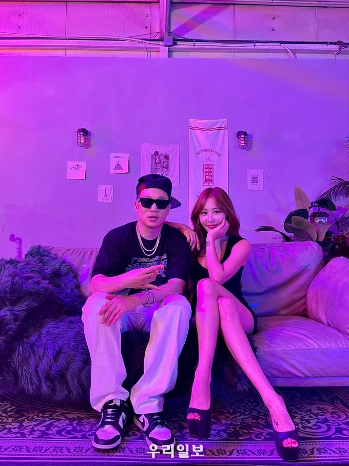 가수 원카인 과 모델 진하진의 뮤직비디오 촬영후 . ©모델 진하진 제공