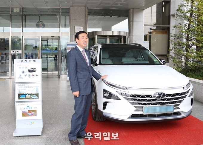 지난 2019년 넥쏘 전시 모습.(사진=충주시청)