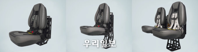 ㈜건호엔지니어링 보트시트 3종(좌측부터 싱글 로우, 싱글 하이, 듀얼) 대각선 뷰 