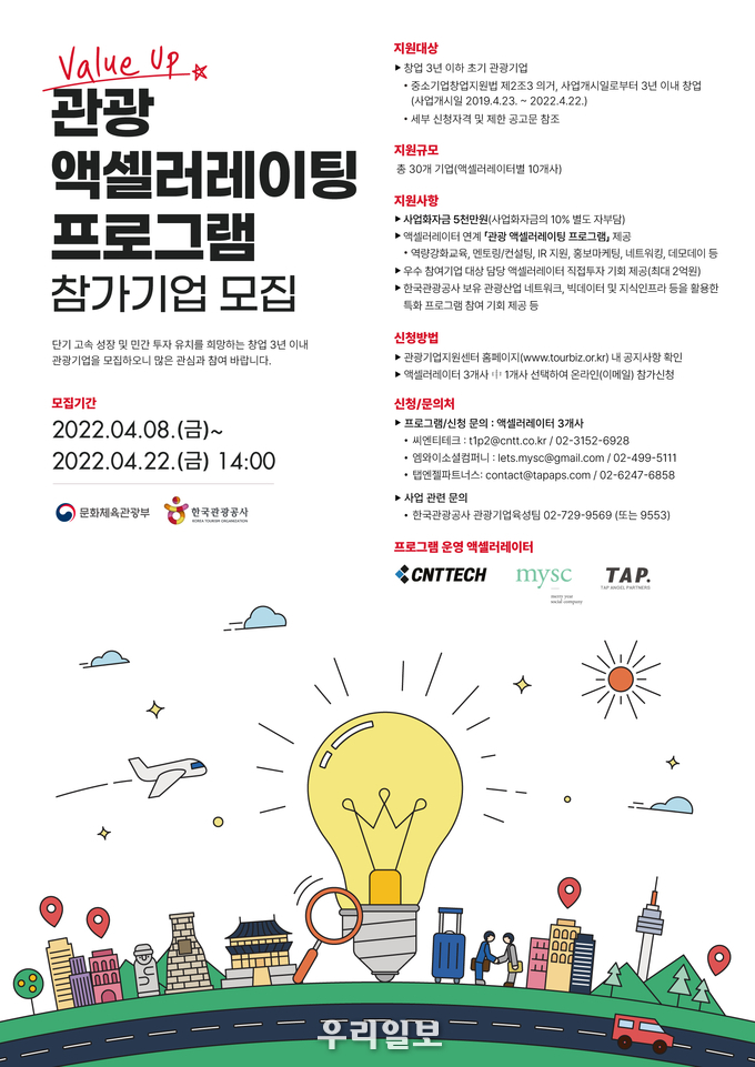 관광 액셀러레이팅 프로그램 참가기업 모집 포스터.(사진=한국관광공사)