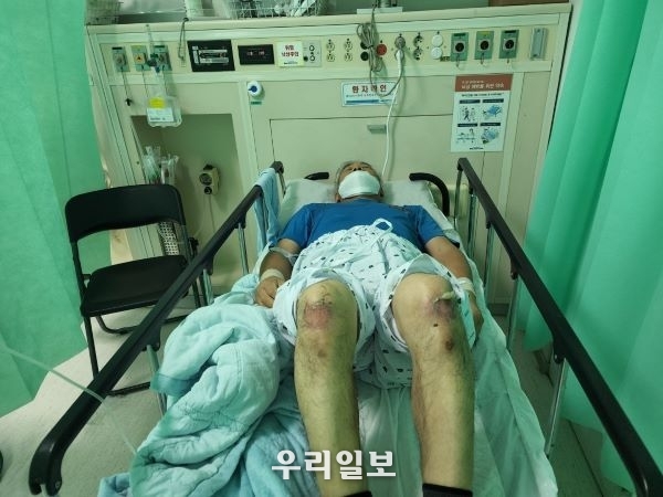 기어가기 시위 3일째 (지난 20일)
