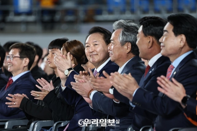 윤석열 대통령은 제103회 전국체육대회 개회식에 참석했다. ⓒ 대통령실 제공