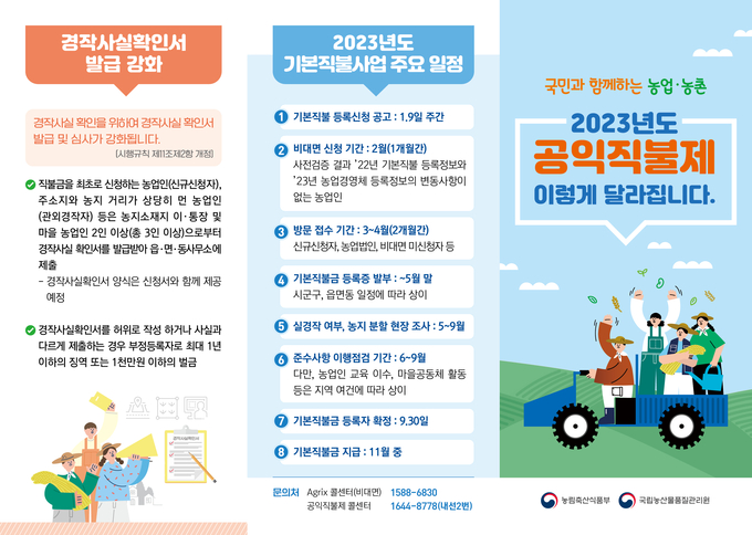 부평구, 2023년 기본형 공익직불금 등록신청 접수 포스터 ⓒ 부평구청 제공
