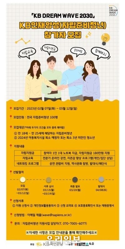 KB국민은행, 자립준비청년 사회 첫 걸음 지원 프로그램 실시
