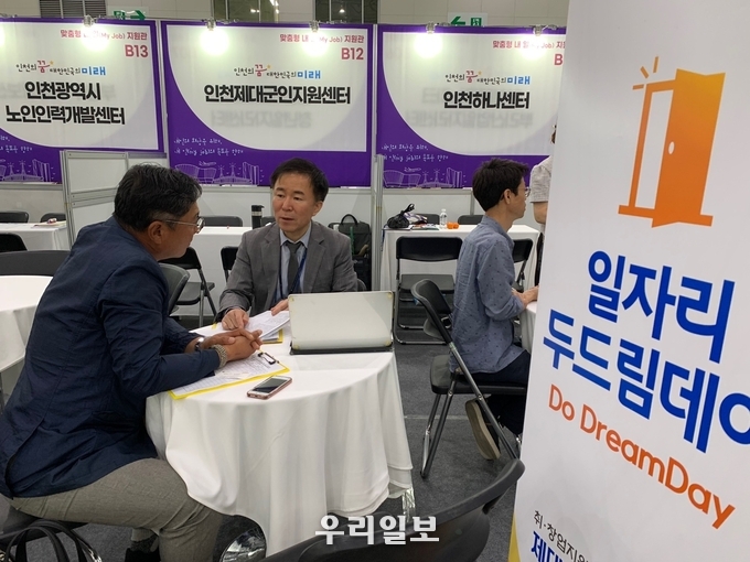국가보훈처 인천보훈지청 제대군인지원센터가 인천시 주관으로 개최된 채용박람회에 협업으로 참여해 전역한 제대군인의 원할한 사회복귀를 위한 일자리 두드림데이(구인 구직) 행사를 진행하고 있다.(사진=인천보훈지청)