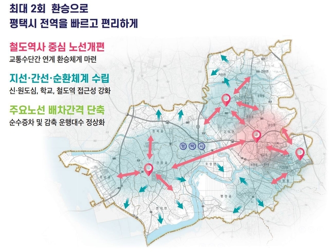 평택시 ‘2023년 시내버스 노선 개편’ 도면도 ⓒ 평택시청 제공