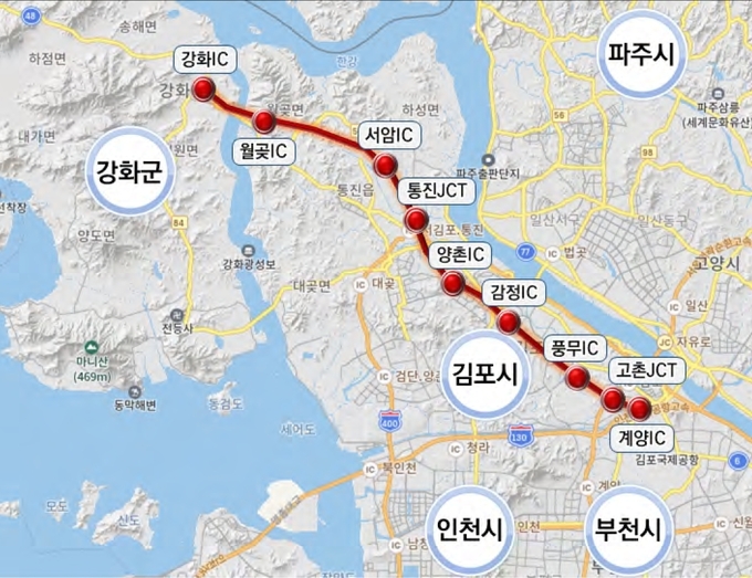 강화~계양 고속도로 위치 지도 ⓒ 강화군 제공