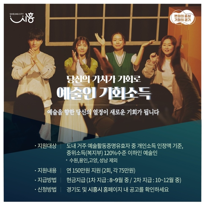 경기도 예술인 기회소득 사업 신청 접수 안내 이미지.ⓒ시흥시 제공