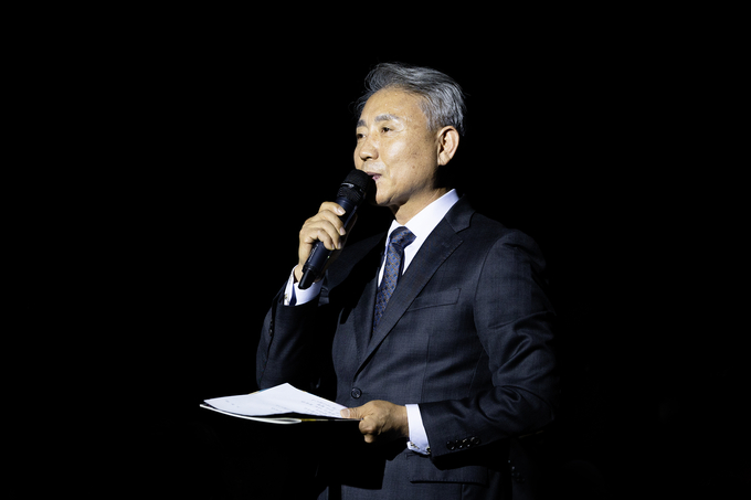 계양구립여성합창단 제9회 정기공연 ‘추억’ 개최에 축사를 하고 있다. ⓒ 계양구 제공
