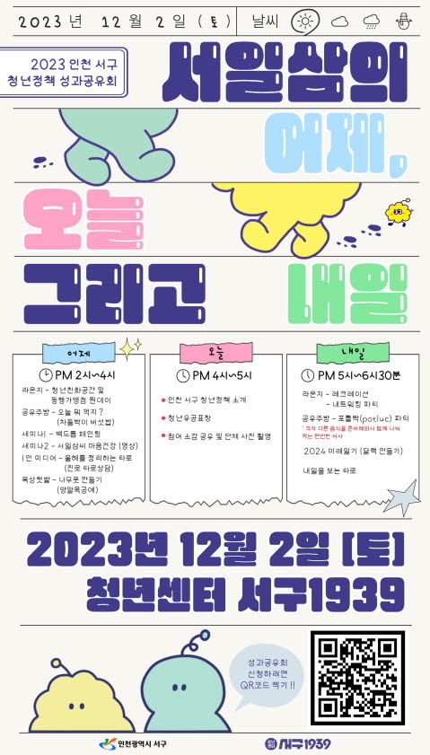 인천서구, 청년들과 어제와 오늘, 그리고 내일을 함께 그리다 포스터 ⓒ 서구청 제공