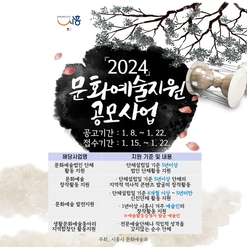 문화예술지원 공모사업 안내 이미지.ⓒ시흥시 제공