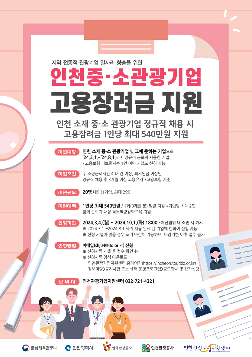 고용장려금 지원 홍보 포스터 ⓒ 인천관광공사 제공
