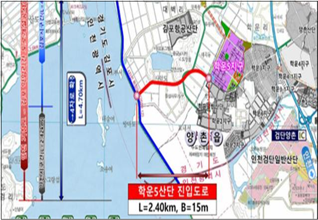 김포 학운5산업단지 진입도로 위치도 