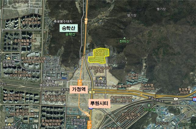 가정동 루원시티 북측 5개 아파트단지 전경 ⓒ 서구청 제공