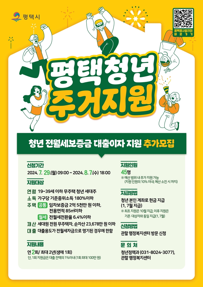  평택시 청년 전월세보증금 대출 포스터 ⓒ 평택시 제공