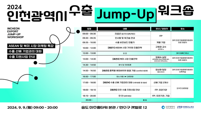 수출 Jump-Up 워크숍 포스터.(사진=인천테크노파크)