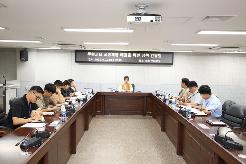 국민의힘 김미연 의원이 루원시티 교통난제 해결을 위한 정책간담회를 실시하고 있다. ⓒ 인천서구의회 제공
