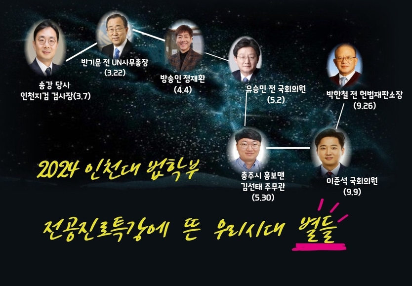2024 인천대 법학ㅂ부 전공진로특강에 뜬 우리시대 별들 ⓒ 인천대 제공
