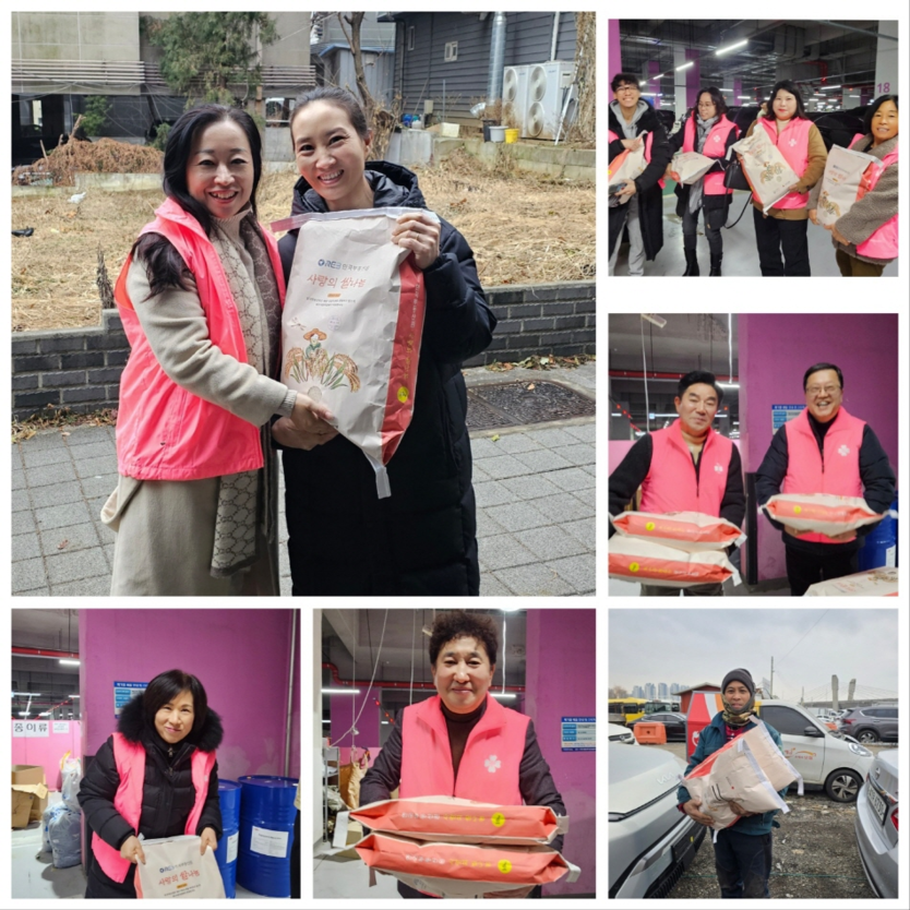 사랑봉사회가 한국부동산원 수도권북부지역본부로부터 쌀 100포(10kg)를 기부받아 지역사회에 나눔 행사를 진행했다.(사진=사랑봉사회)