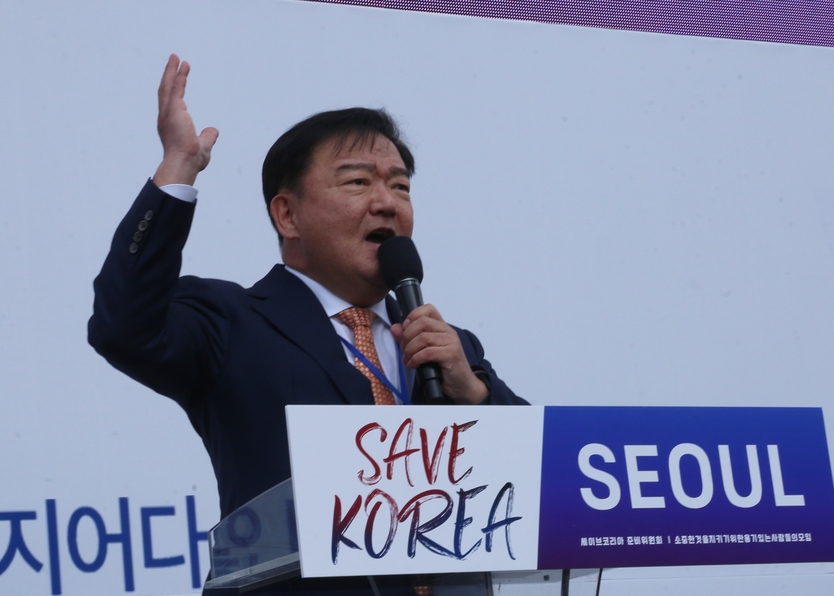 민경욱 전 의원이 부정선거를 알리는 고난의 길을 걸어왔다며 부르짖었다. ⓒ 세이브코리아 제공