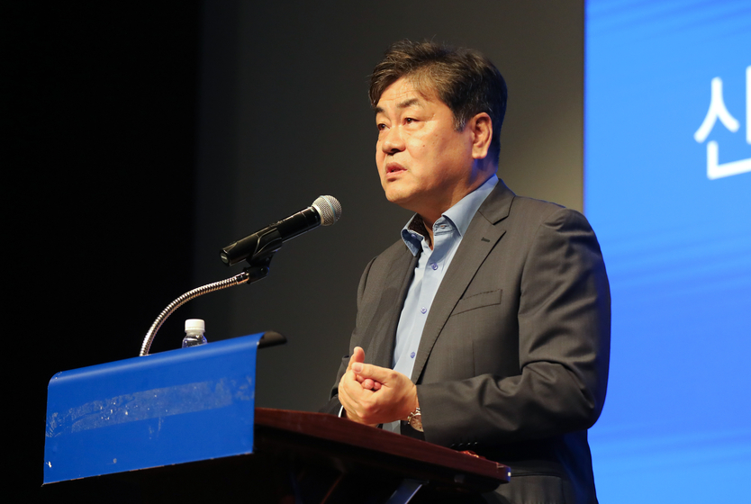 이인재 신임총장이 소통동행 비전설명회를 가지고 있다. ⓒ 인천대 제공