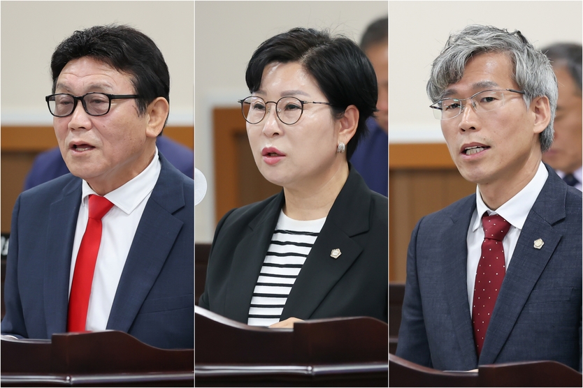 인천동구의회 정례회 본회의에서 이영복 ,오수연,최훈의원이 의장 자유발언을 하고 있다. ⓒ 동구의회 제공