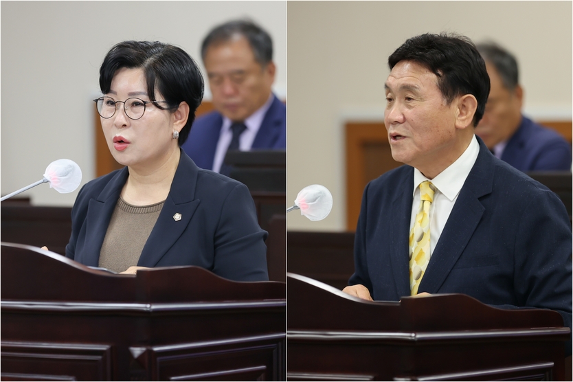 제284회 동구의회 제1차 정례회 4차 본회의에서 오수연 의원과 이영복 부의장이 의정자유발언을 하고 있다. ⓒ 인천동구의회 제공