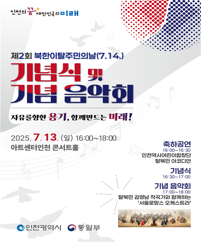 ‘제2회 북한이탈주민의 날 기념행사’ 포스터 ⓒ 인천시 제공