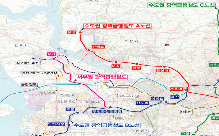 ‘서부권 광역급행철도’ 노선도 ⓒ 우리일보 db
