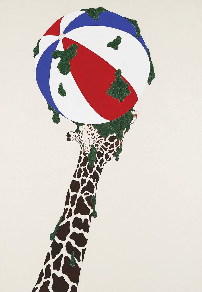 giraffe_dream, 한지에 먹, 채색, 68.0×98.2cm, 2023ⓒ완주군 제공