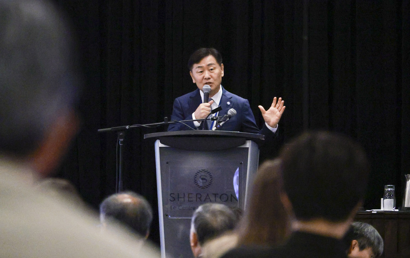 2025년 한국-캐나다 과학기술대회에서 김관영 전북도지사가 기조연설을 하고있다.ⓒ자치도 제공