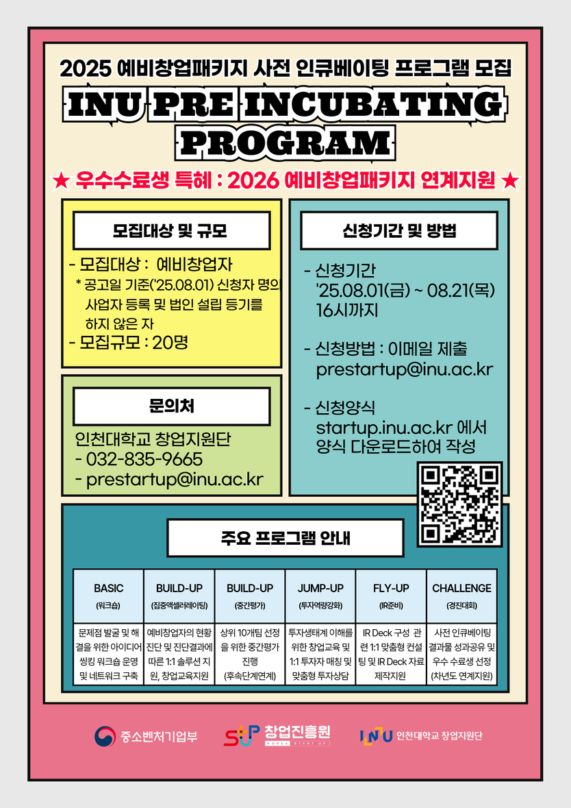 2025 사전인큐베이팅 홍보 포스터 ⓒ 인천대 제공