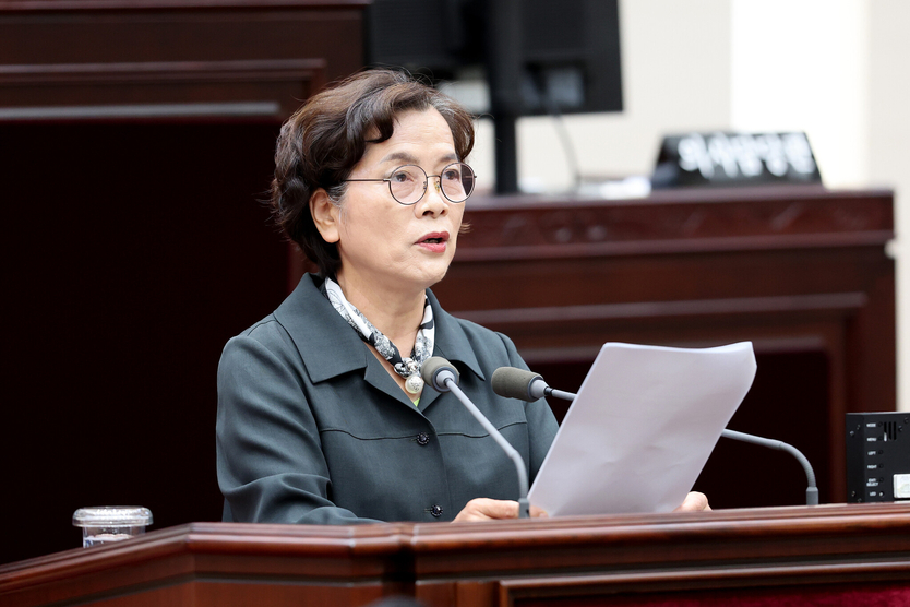 신영희 인천시의원이 의회 발언을 5분 발언을 하고 있다. ⓒ 인천시의회 제공