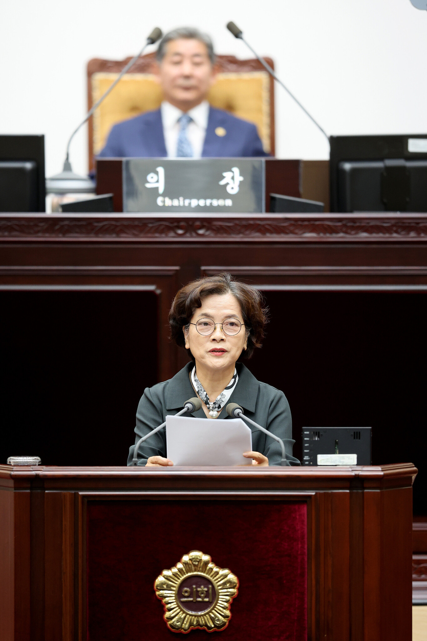 신영희 인천시의원이 제303회 제1차 본회의 5분 발언을 하고 있다. ⓒ 인천시의회 제공