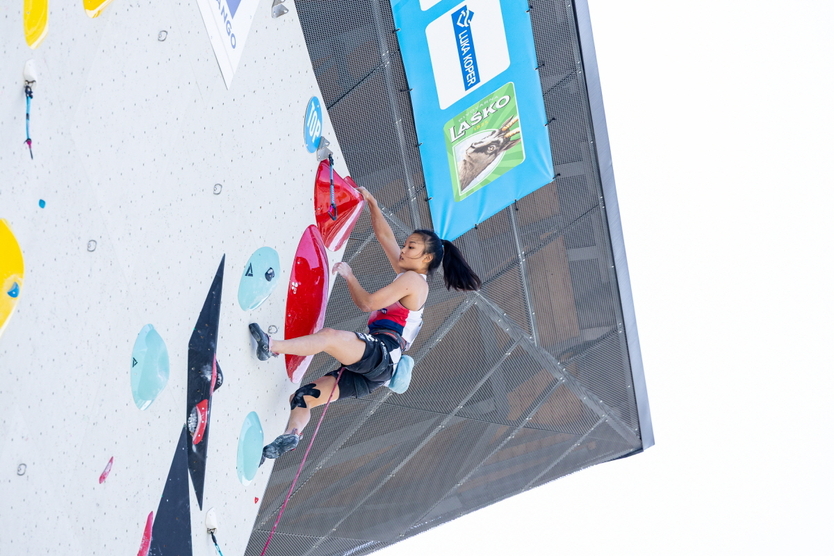 '2025 IFSC 코페르 월드컵' 리드 경기에서 서채현 선수가 정상 등반한 모습. ⓒ 대한산악연맹