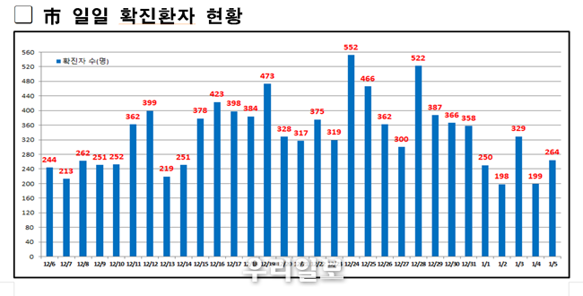 市 일일 확진환자 현황그래프 ⓒ서울시청제공