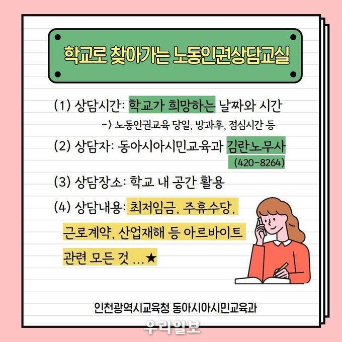 인천시교육청, 청소년 노동인권상담 홍보 강화 ⓒ인천시교육청