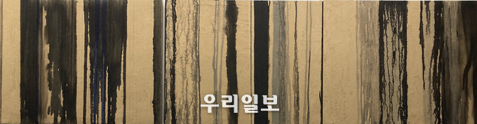 임옥상, 흐르다 캔버스에 흙, 먹 273x73cm 2021