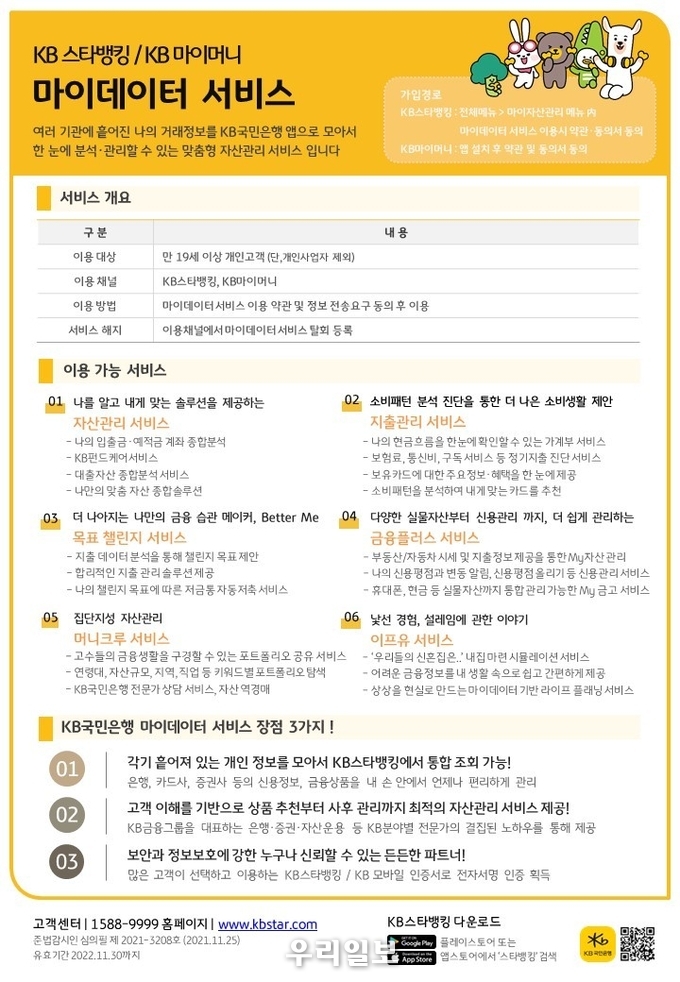KB마이데이터 서비스 안내장