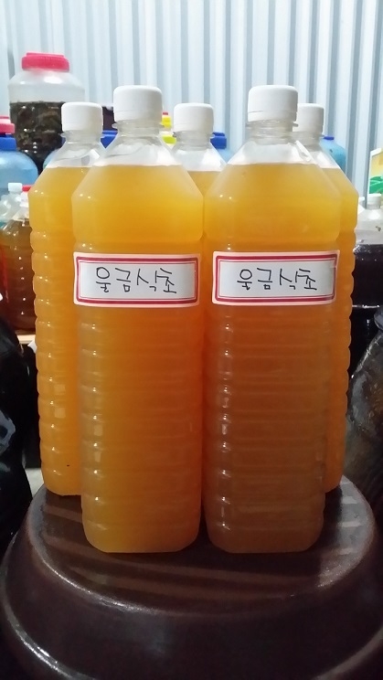 이보옥 명인 건강한 힐링 대표가 빗은 울금 식초 모습