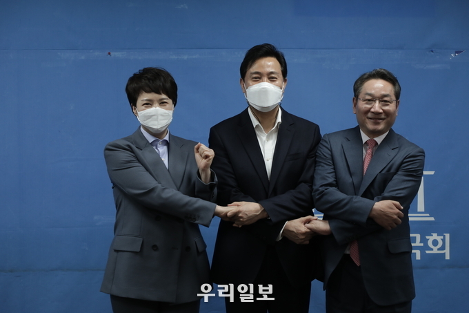 김은혜 경기도지사 후보,오세훈 서울시장 후보, 유정복 인천시장 후보가 "수도권 공통과제 논의를 위해 자리를 가졌다. ⓒ 김은혜 경기도지사 캠프 제공