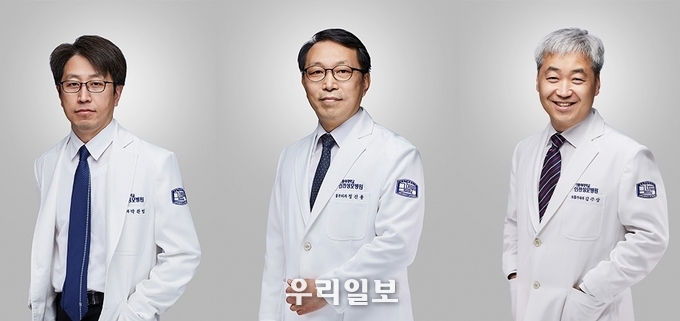 (왼쪽부터) 가톨릭대 인천성모병원 흉부외과 박찬범, 정진용 교수, 호흡기내과 김주상 교수 ⓒ가톨릭대 인천성모병원
