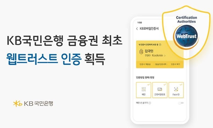 KB국민은행, 금융권 최초 ‘웹트러스트 인증’ 획득 