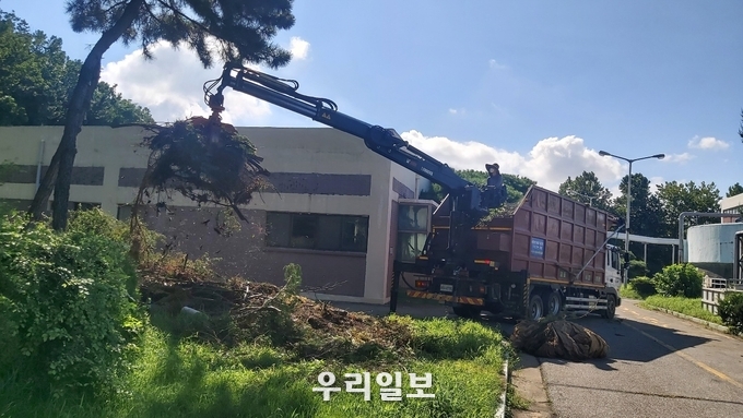 공단관계자가 승기하수처리장의 임목폐기물을 처리하고 있다 ⓒ 인천환경공단 제공